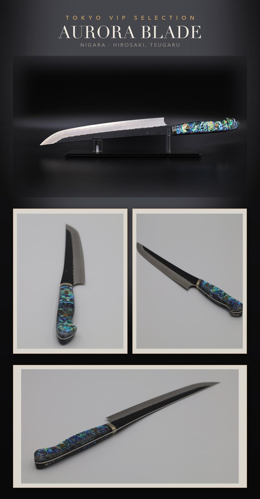 Nigara Knife -AURORA BLADE- seen from every angle