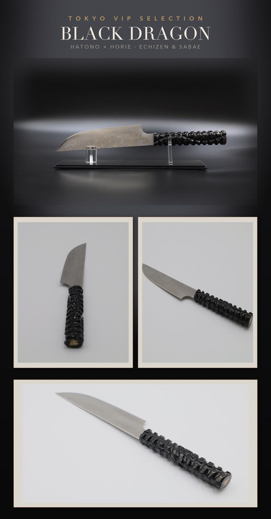 Hatono & Horie Knife -BLACK DRAGON- seen from every angle